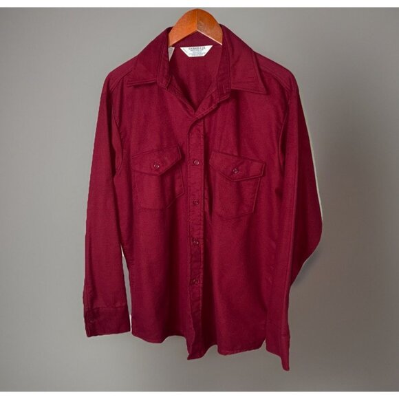 Vintage 60s Maroon Chamois Button Down Shirt Size Large Sanforized USA Made - Picture 1 of 5